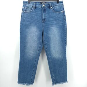 Liverpool Womens Jeans Liv Non-Skinny Hi-Rise 8/29 Blue High Rise Raw Hem Frayed
